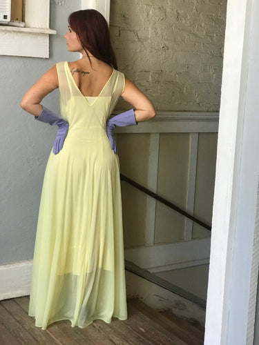 1940s Sheer Yellow Nightgown with Bed Jacket Bloomers and Frocks